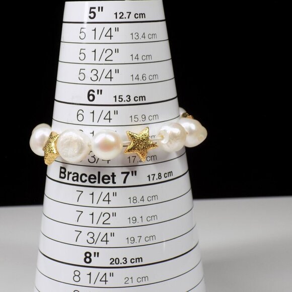 Baublebar Real Keshi Pearls Stretch Bracelet Bracelets Gold-tone Stars 6 & 6.5" - Picture 5 of 8